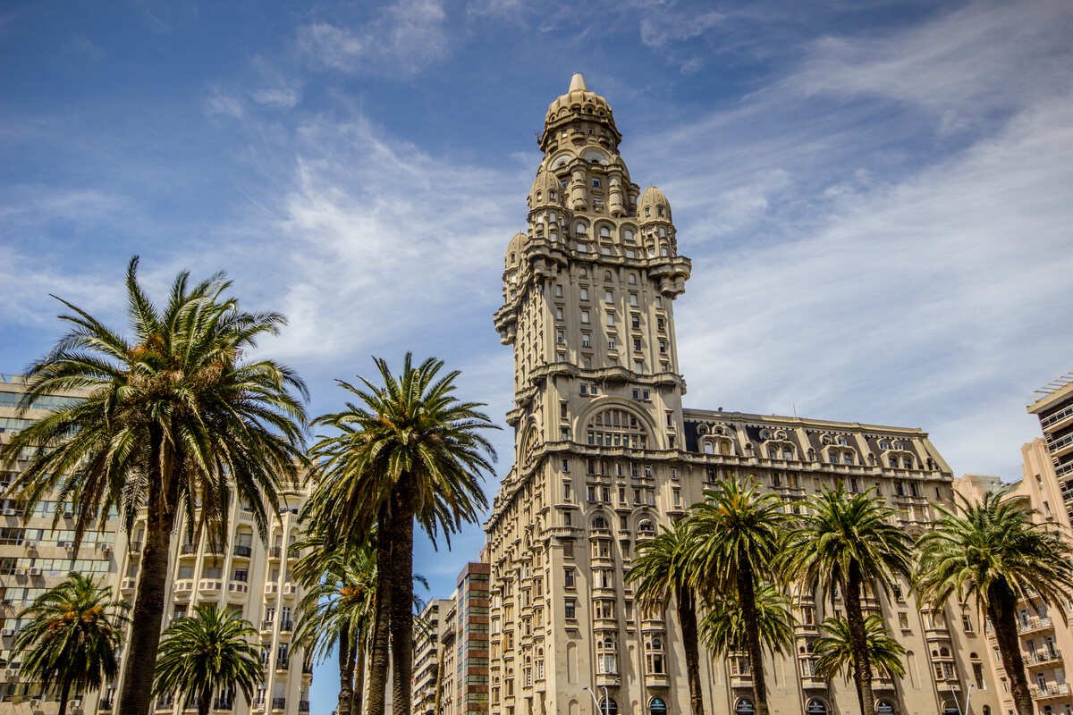 Landmark Building In The Ciudad Vieja, Historic Center Of Montevideo, Capital Of Uruguay, South America