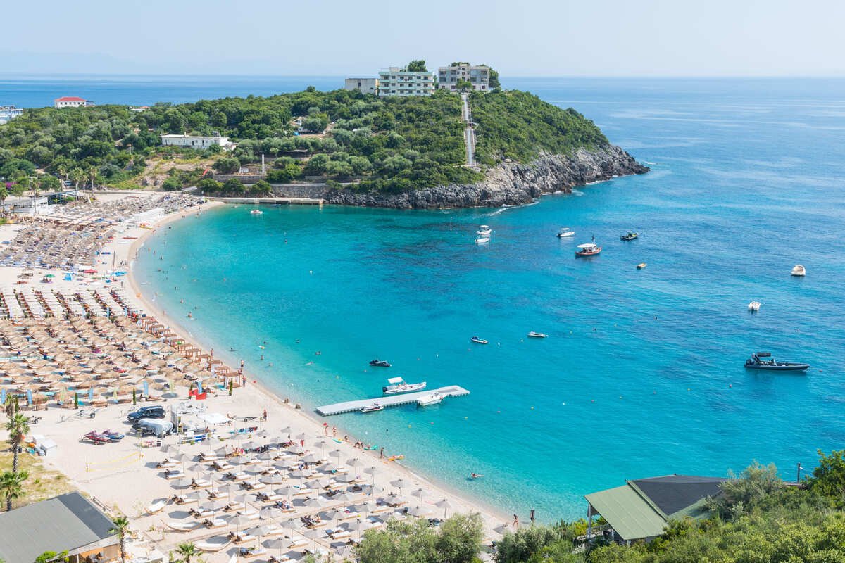 Aerial View OF Himare, Albania, Southern Europe